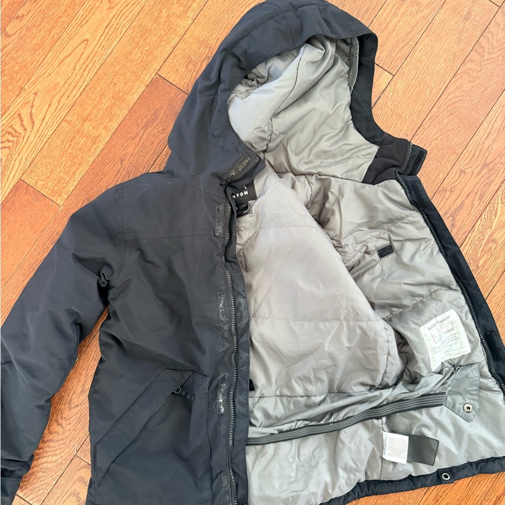 Burton Gray Hooded Jacket with Black Logo Patch